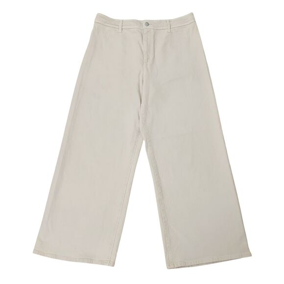Universal Thread Jeans Womens 14 Beige Wide Leg Ankle High Rise Comfort Denim - Picture 1 of 13